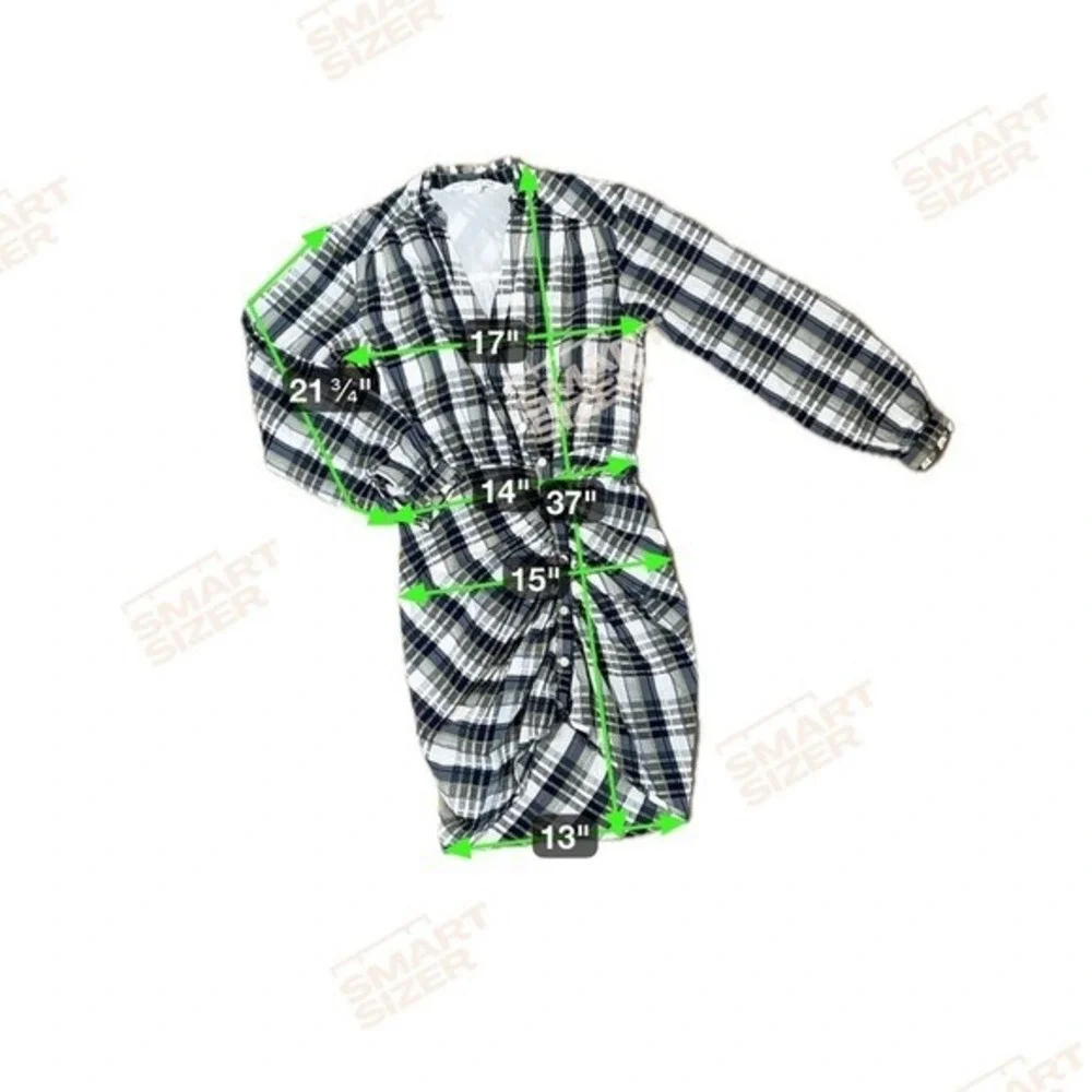 Veronica Beard Plaid Ruched Front Shirt Dress Navy Olive Green Size 2 - Picture 10 of 11